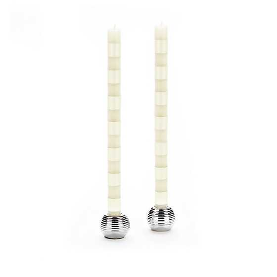 Bands Dinner Candles – Pearl – Set of 2