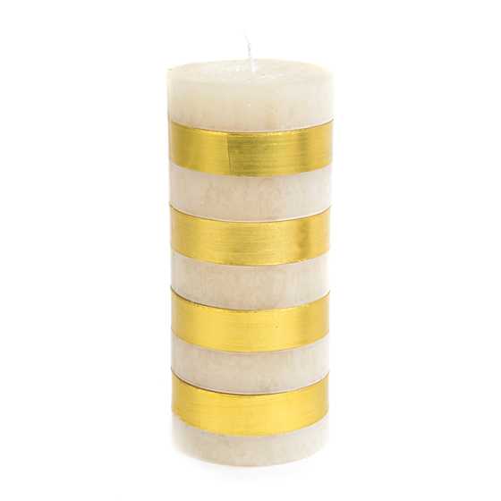 Bands Pillar Candle – 6″ – Gold & Ivory