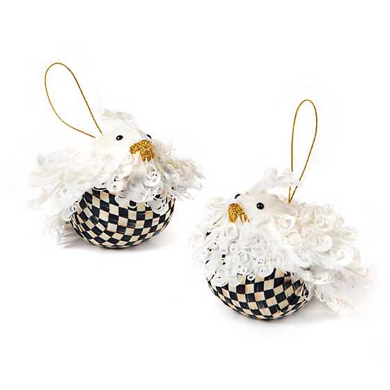 Birds of a Feather Ornaments – Ivory – Set of 2