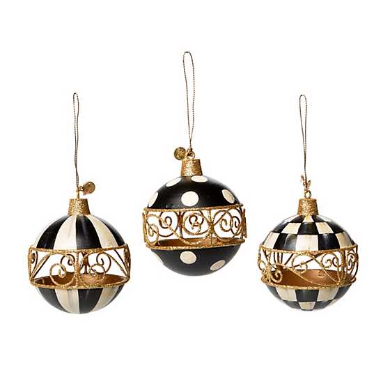 Black Filigree Ornaments – Set of 3