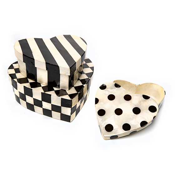 Black & White Nesting Heart Boxes – Set of 3