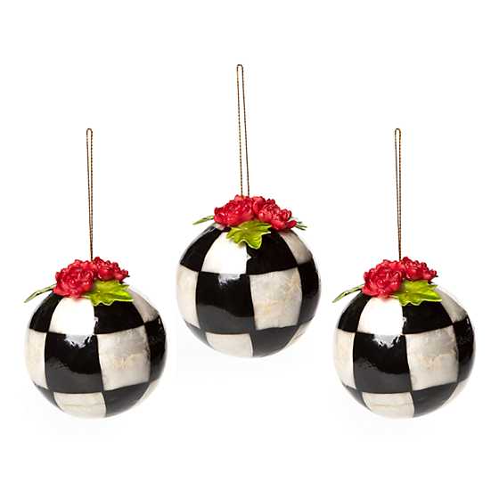 Blooming Check Capiz Ornaments – Set of 3