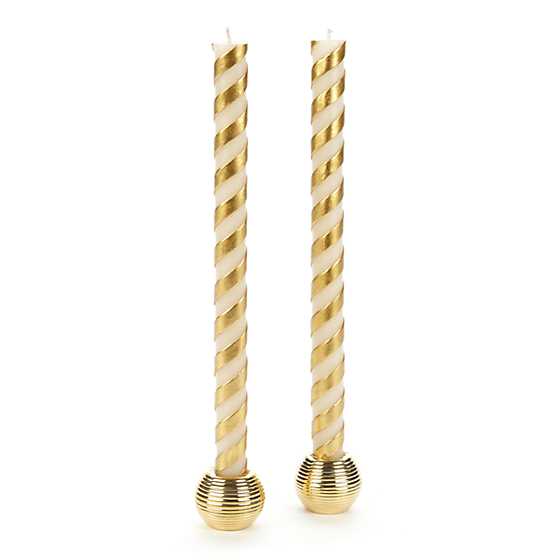 Candy Cane Dinner Candles – Gold – Set of 2