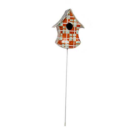 Capiz Birdhouse Pick – Orange Plaid