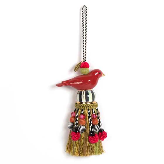 Ceramic Bird Tassel – Red & Gold