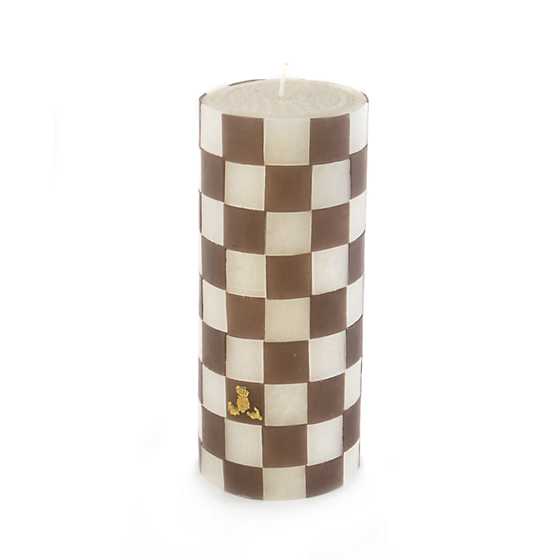 Check Pillar Candle – 6″ – Grey