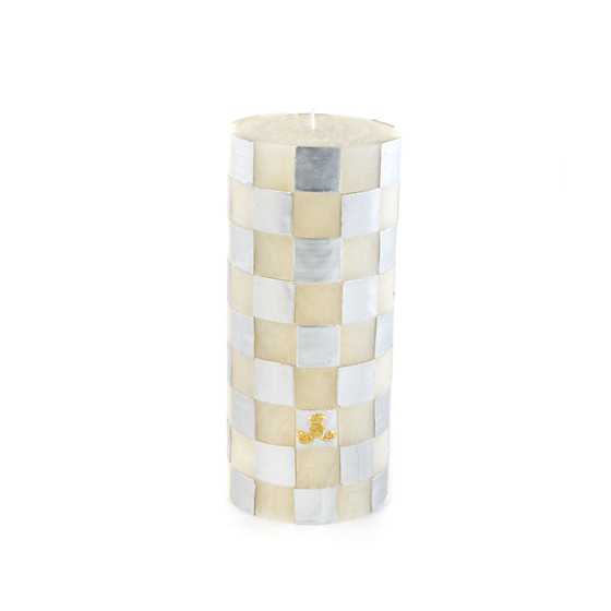 Check Pillar Candle – 6″ – Silver