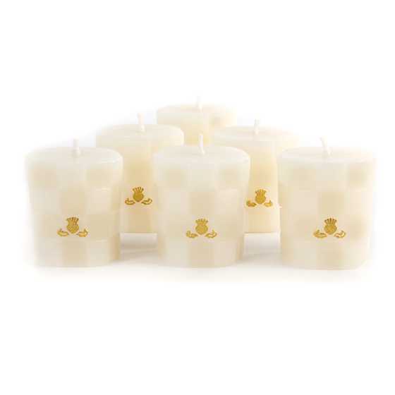 Check Votives – Ivory – Set of 6