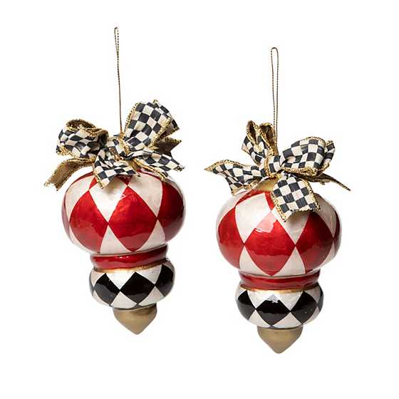 Checkmate Harlequin Drop Capiz Ornaments – Set of 2