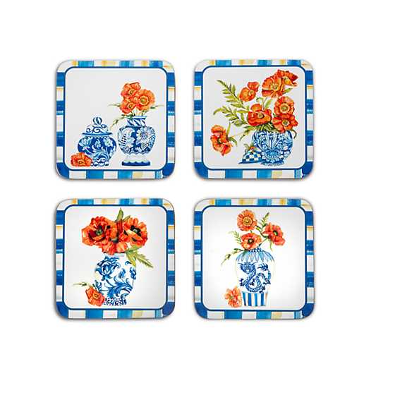 Chinoiserie Cork Back Coasters – Set of 4