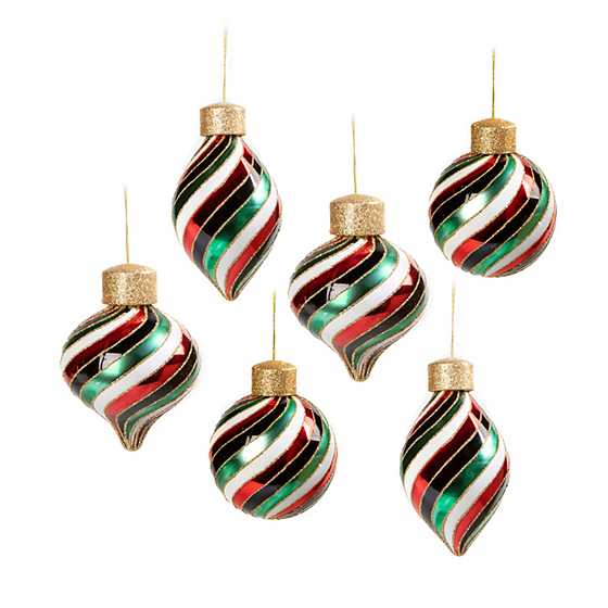 Christmas Magic Swirl Glass Ornaments – Set of 6