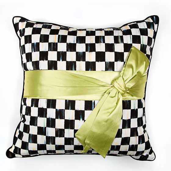 Courtly Check Sash Pillow – Green