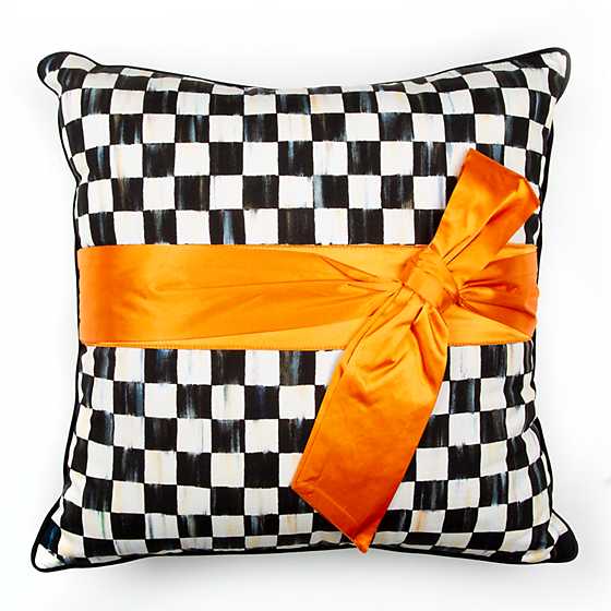 Courtly Check Sash Pillow – Orange