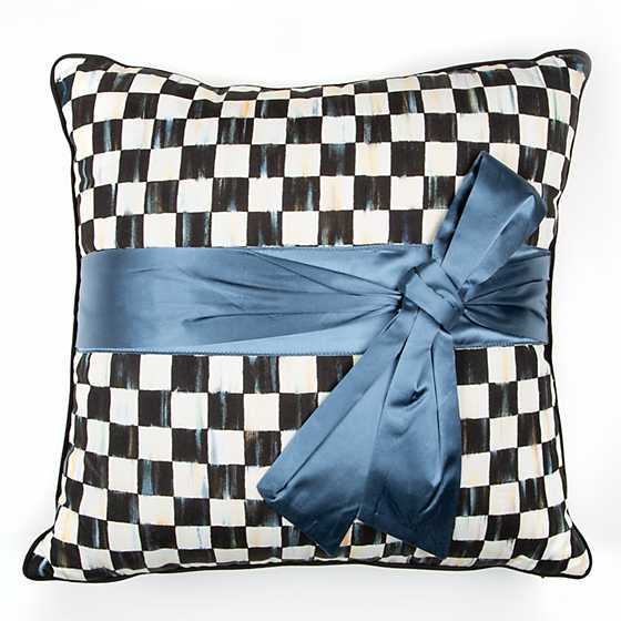 Courtly Check Sash Pillow – Teal