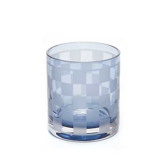 Dashing Check Double Old Fashioned Glass – Blue – Set of 4