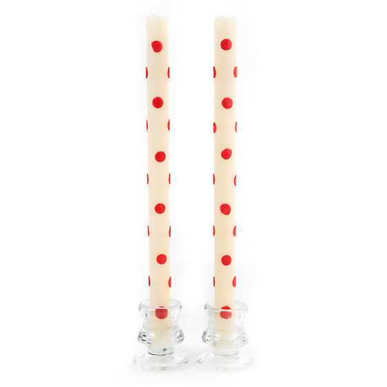 Dot Dinner Candles – Red – Set of 2