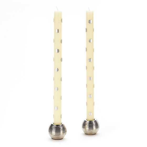 Dot Dinner Candles – Silver – Set of 2