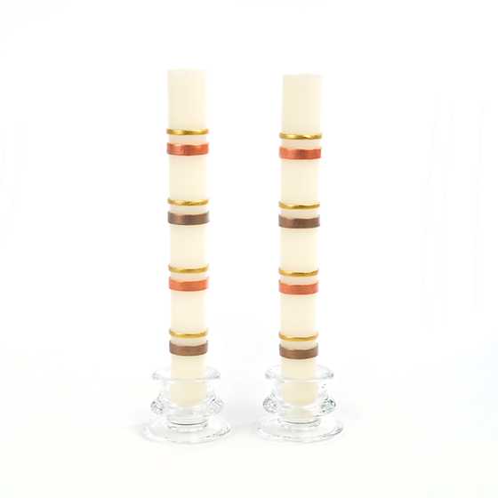 Double Bands Dinner Candles – Autumn – Set of 2