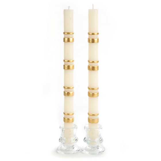 Double Bands Dinner Candles – Gold – Set of 2