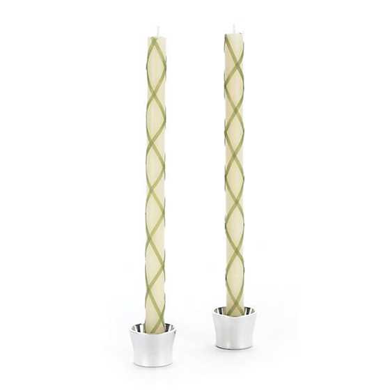 Fishnet Dinner Candles – Green – Set of 2