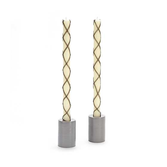 Fishnet Dinner Candles – Grey – Set of 2