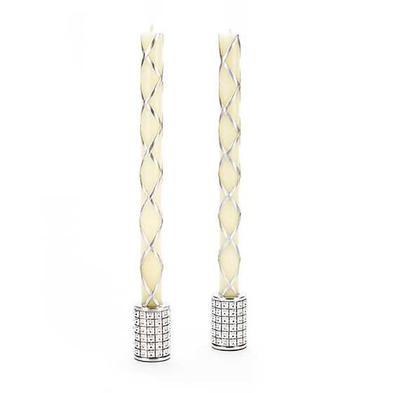 Fishnet Dinner Candles – Silver – Set of 2