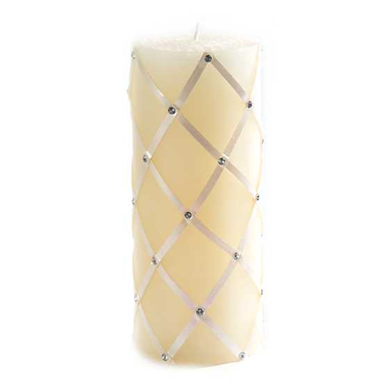 Fishnet Sparkle Pillar Candle – 6″ – Pearl