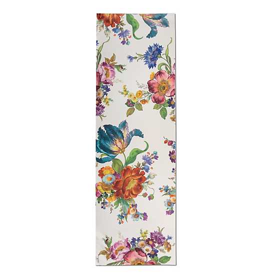 Flower Market Blooms Floor Mat – White – 2’6″ x 8′ Runner