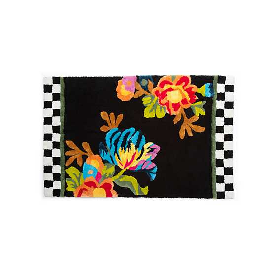 Flower Market Large Bath Rug – Black