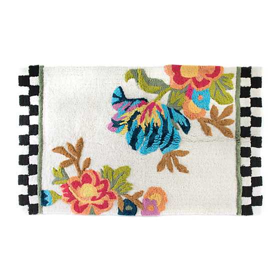 Flower Market Large Bath Rug – White