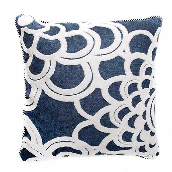 Geo Flower Outdoor Accent Pillow – Navy