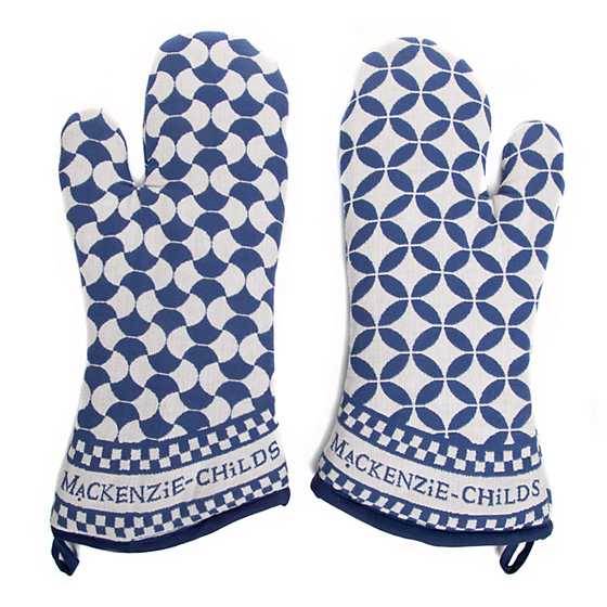 Geo Oven Mitts – Royal – Set of 2