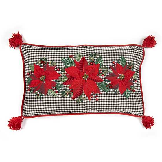 Gingham Poinsettia Lumbar Pillow