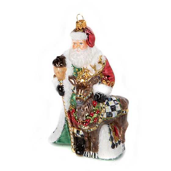 Glass Ornament – Christmas Magic Santa with Deer