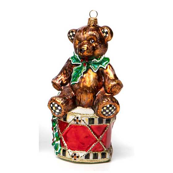 Glass Ornament- Drummer Bear