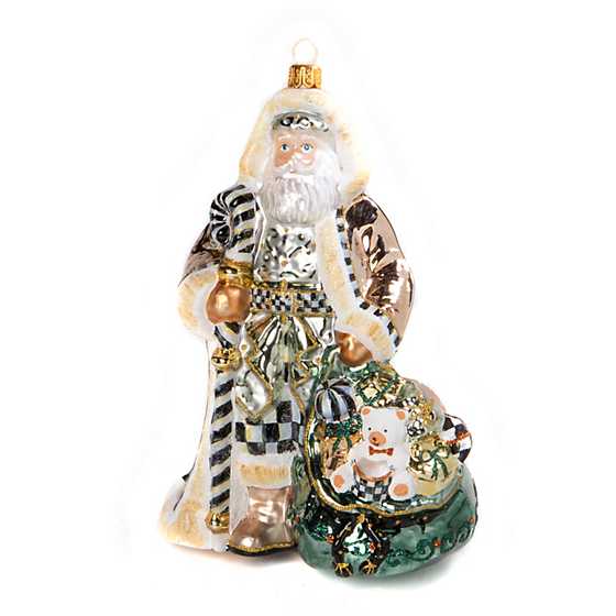 Glass Ornament – Farmhouse Santa with Toys