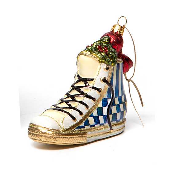 Glass Ornament – Holiday Hi-Tops – Blue