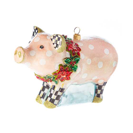 Glass Ornament – Polka Dot Pig