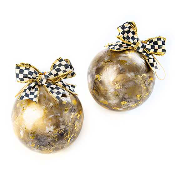 Gold Marbled Ball Ornaments – Set of 2