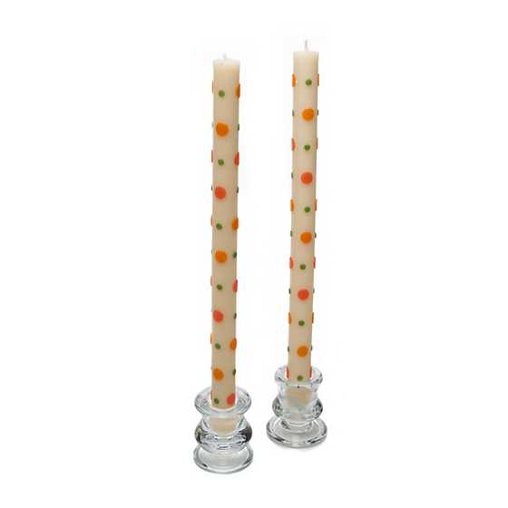 Happy Dot Dinner Candles – Orange, Green, Red – Set of 2