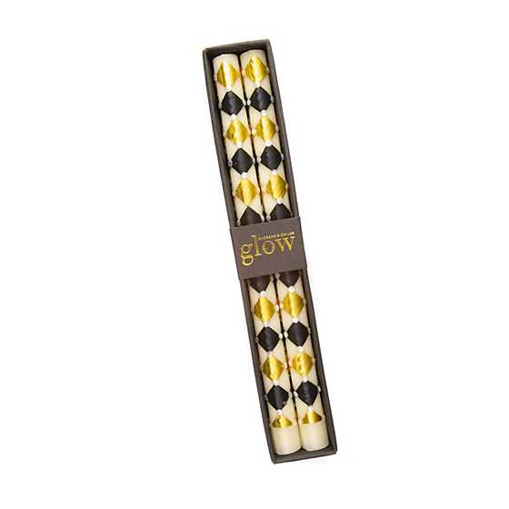 Harlequin Dinner Candles – Black & Gold – Set of 2