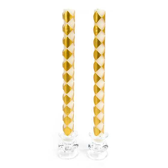 Harlequin Dinner Candles – Gold – Set of 2