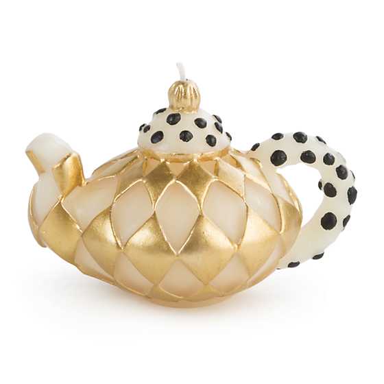 Harlequin Teapot Candle – Gold