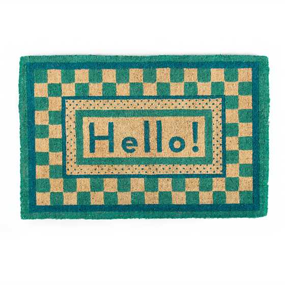 Hello Entrance Mat – Aqua