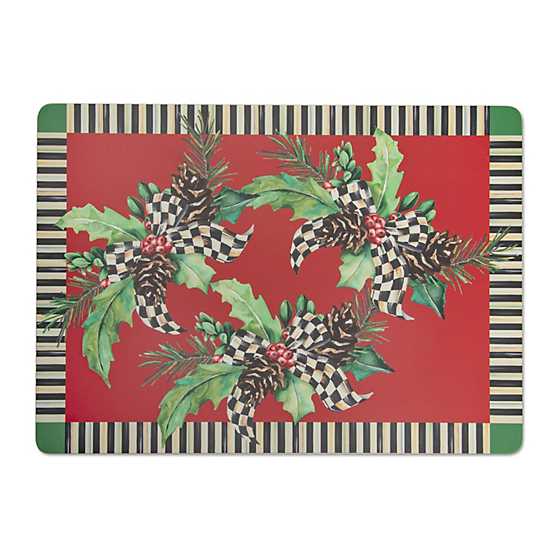 Holly Holiday Cork Back Placemats – Set of 4