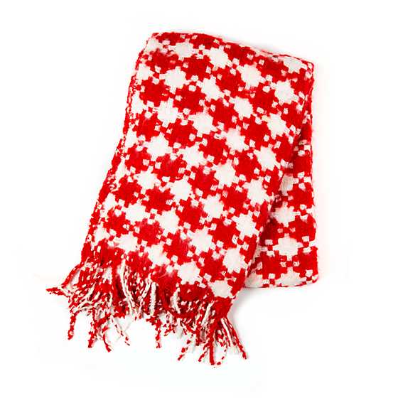 Houndstooth Throw – Red & White