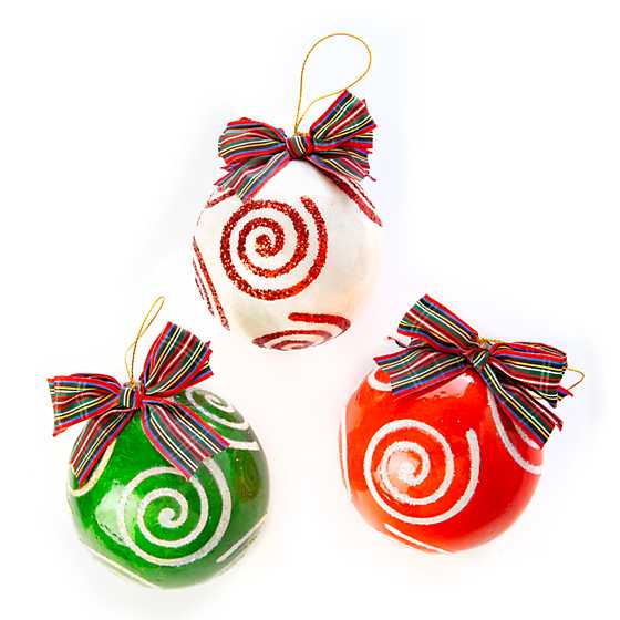 Jolly Swirl Ornaments – Set of 3