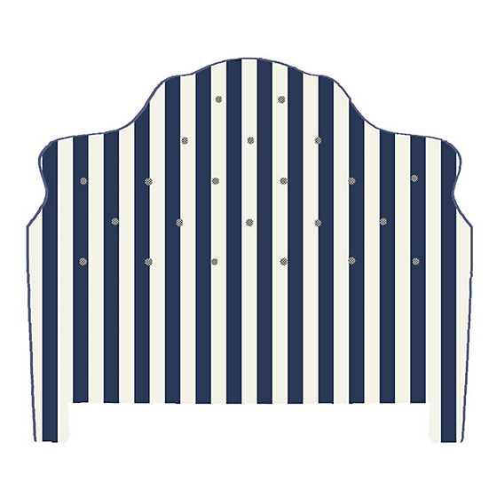 Marquee Headboard – Chenille Navy Stripe – King