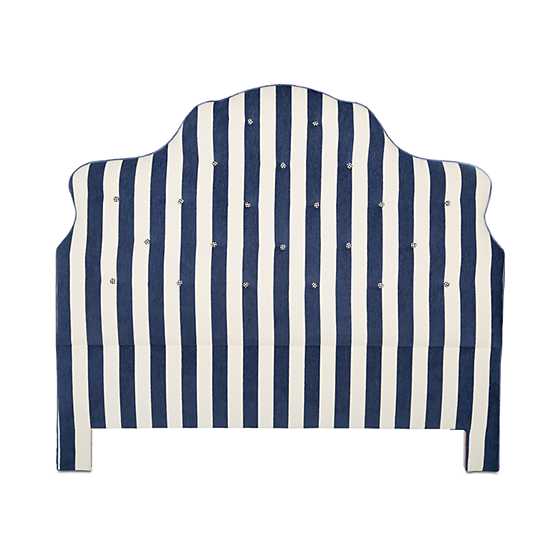 Marquee Headboard – Chenille Navy Stripe – Queen