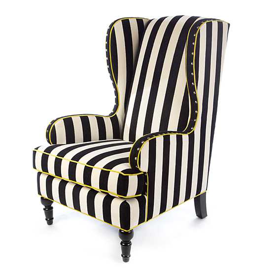 Marquee Wing Chair – Chenille Black Stripe